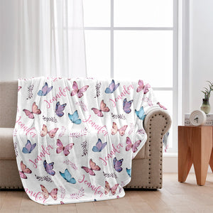Butterfly Custom Name - Personalized Mother Blanket