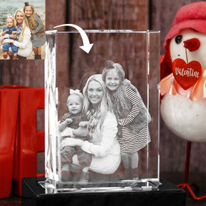 Custom Photo - Personalized Step Mom Laser Engraving 3D Cuboid Shaped Crystal Lamp