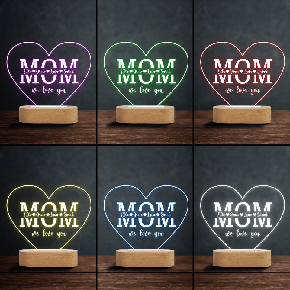 Love Mom - Personalized Mother Shaped Plaque Light Base