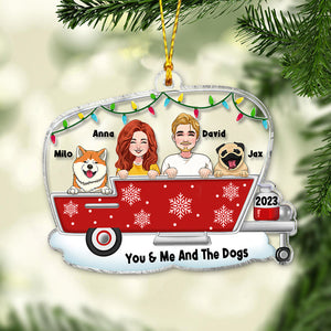 You & Me And The Dogs - Personalized Camping Transparent Ornament