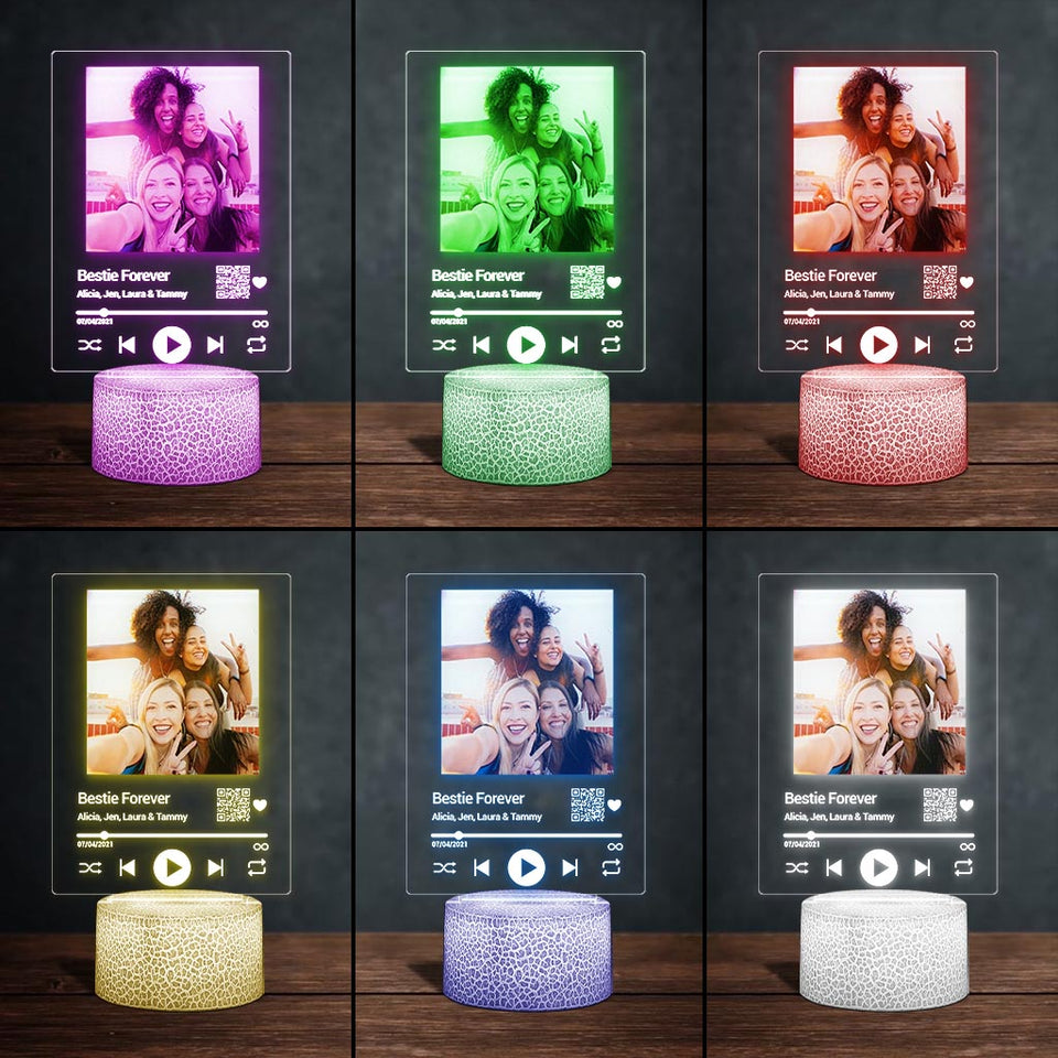 Bestie Forever Personalized Song - Personalized Bestie Shaped Plaque Light Base