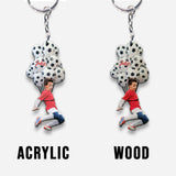 Happy Football Player - Personalized Football Keychain