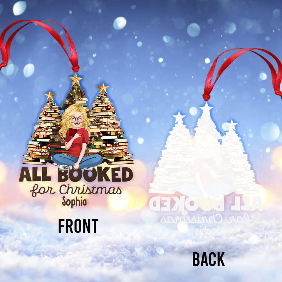 All Booked For Christmas - Personalized Book Transparent Ornament
