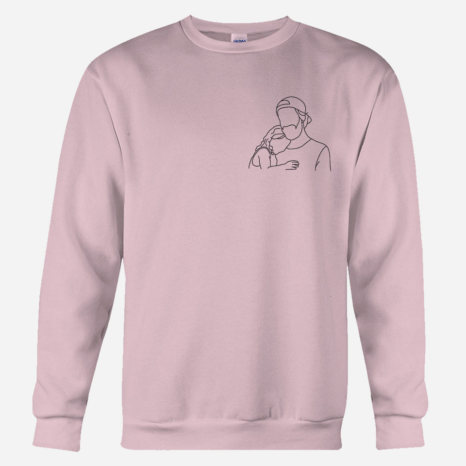 Custom Line Art - Personalized Step Dad Embroidered Sweater
