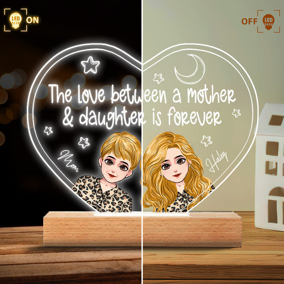 Love Between A Mother and Her Children - Personalized Mother's Day Mother Shaped Plaque Light Base