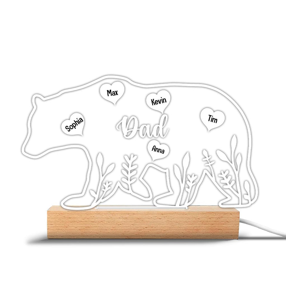 Mama Bear - Gift for mom, dad, grandma, grandpa - Personalized Shaped Plaque Light Base