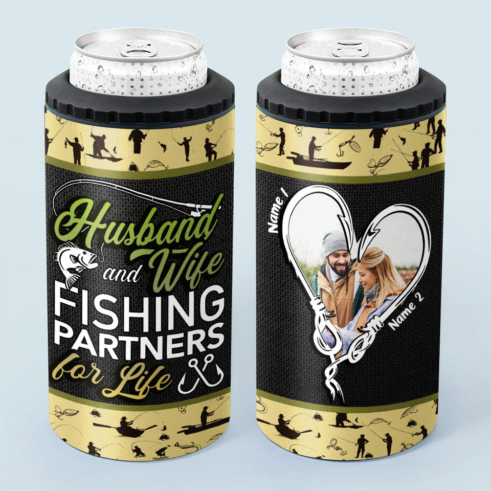 Husband And Wife - Personalized Fishing Can Cooler