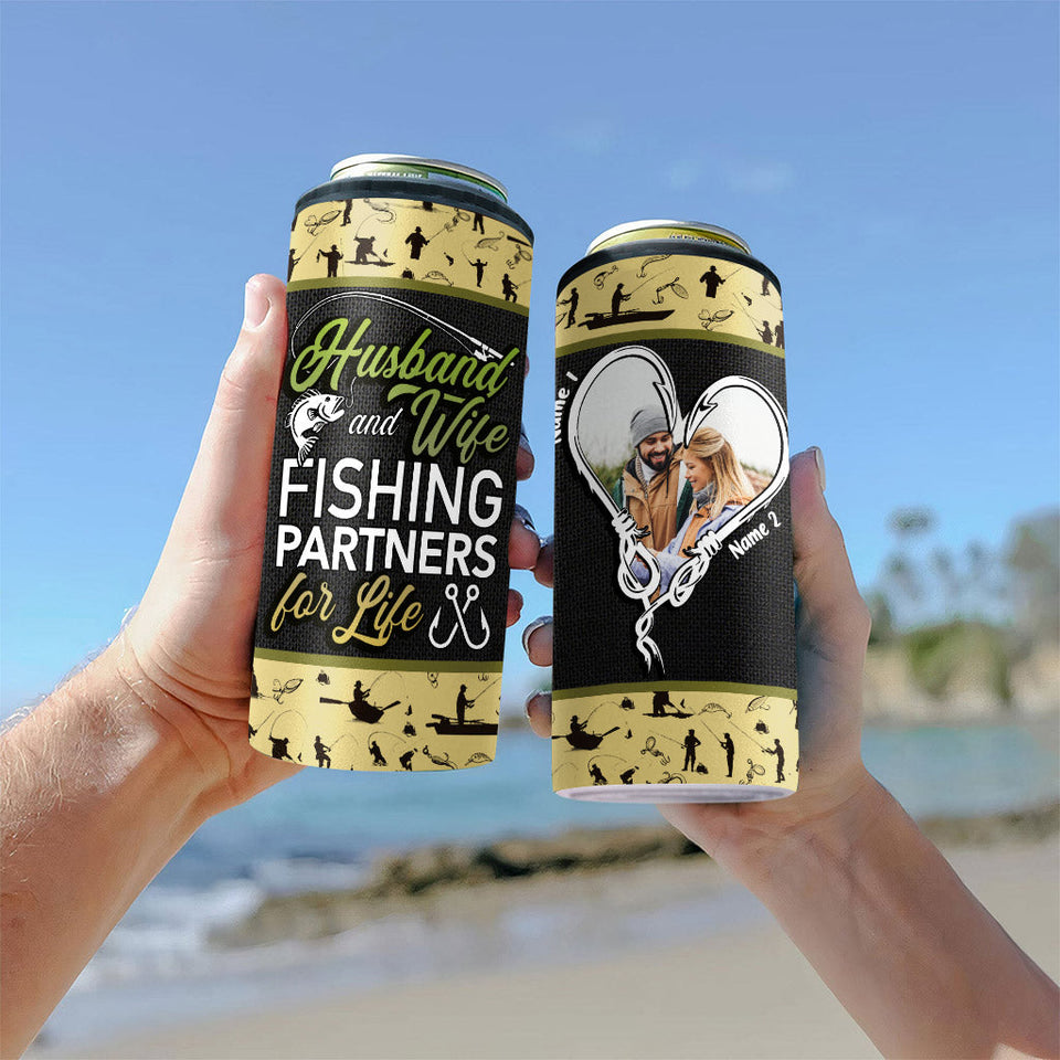 Husband And Wife - Personalized Fishing Can Cooler