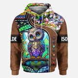 Cute Owl Stained Glass - Personalized Owl All Over Shirt