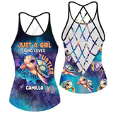 Cute Sea Turtle - Personalized Turtle Cross Tank Top