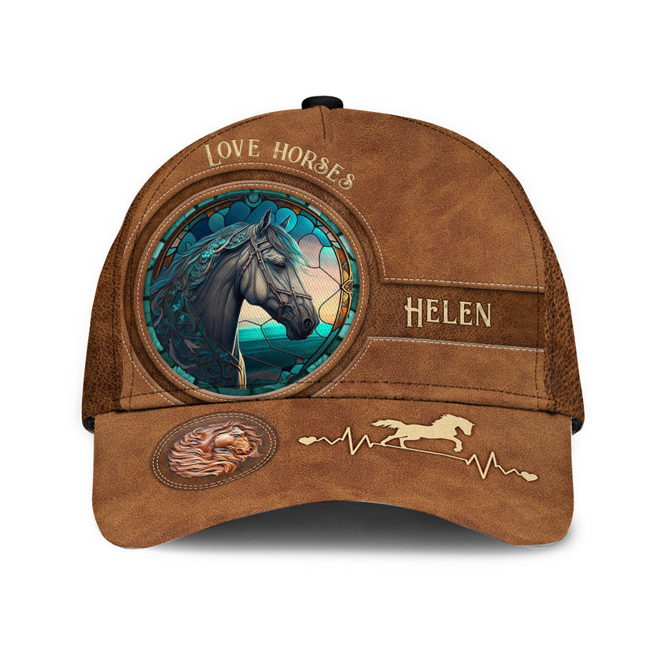 Country Girls Horse Stained Glass - Personalized Horse Classic Cap