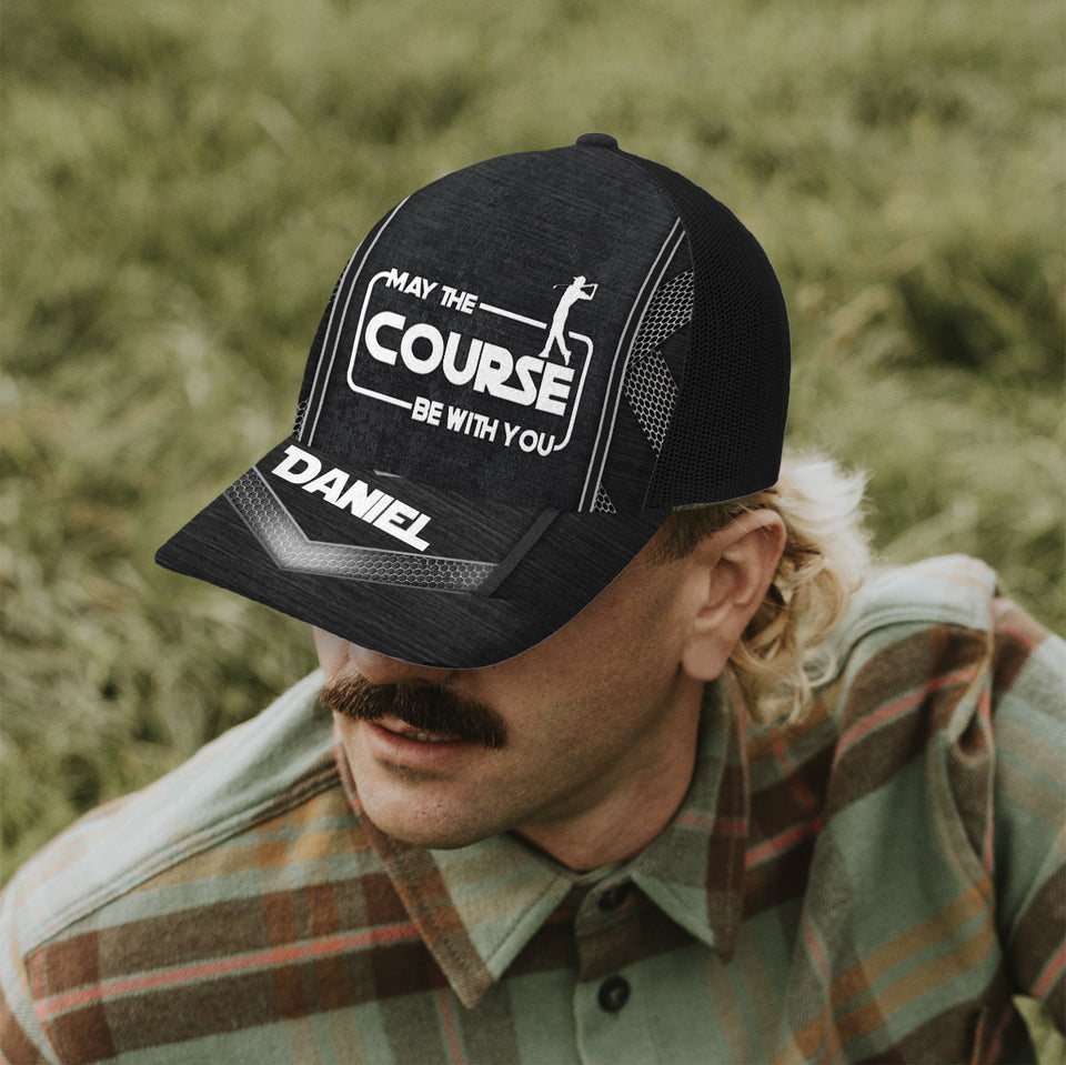 May The Course Be With You - Personalized Golf Trucker Hat (Black Mesh)