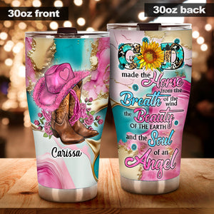 Country Girl Sunflower Turquoise Blue - Personalized Horse Tumbler
