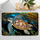 Stained Glass Turtle Couple Turtle Bathroom Curtain & Mats Set