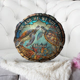 Stained Glass Couple Turtle - Personalized Turtle Shaped Pillow