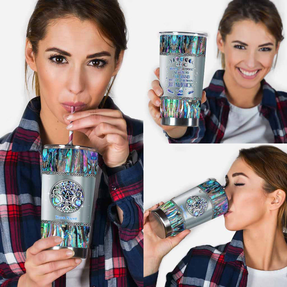 Drink In The Moon Be Magick Moon - Personalized Witch Tumbler With 3D Pattern Print