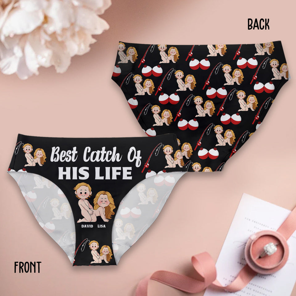 Lucky Fisherman And Best Catch of His Life - Personalized Fishing Women Briefs & Men Boxer Briefs