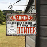 Warning - Personalized Hunting Rectangle Metal Sign