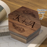 Custom Engraved Text - Personalized Hexagon Wooden Jewelry Box