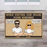 Visiting My House Please Remember Wife's Rule - Personalized Couple Doormat