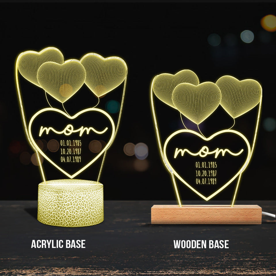 Love You Mom - Gift for mom, grandma, grandpa, husband, wife, dad - Personalized Shaped Plaque Light Base