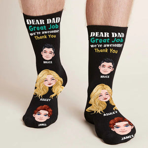 Dear Dad Great Job - Personalized Father Socks