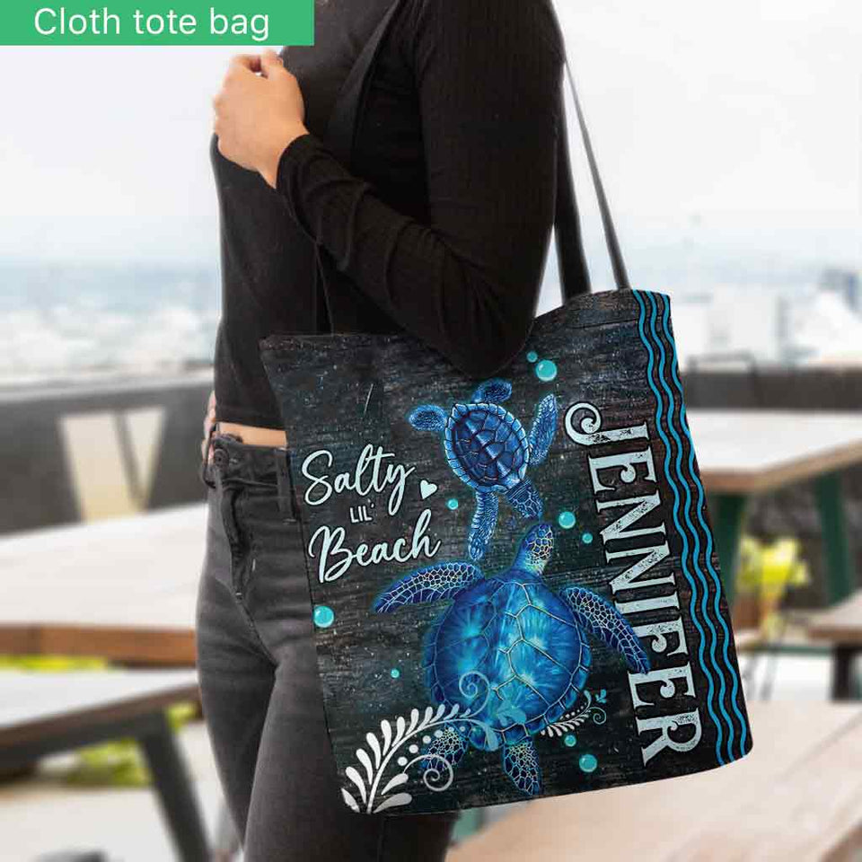 Salty Lil' Beach - Personalized Turtle Tote Bag