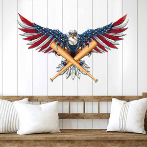 Baseball Independence Day Cut Metal Sign