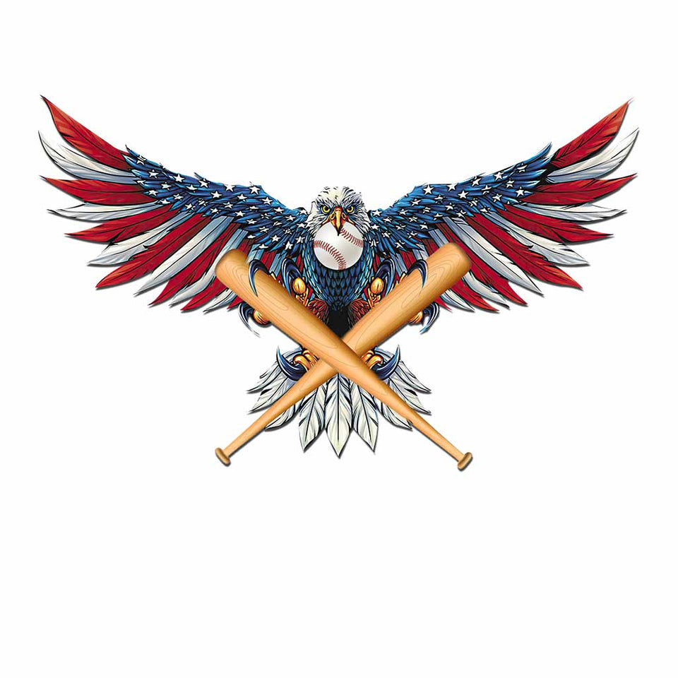 Baseball Independence Day Cut Metal Sign
