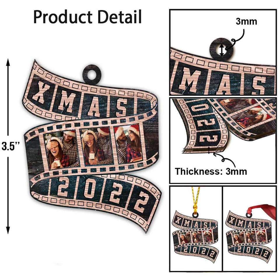 Couple Film Roll Christmas 2022 - Personalized Christmas Couple Ornament (Printed On Both Sides)