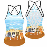 Summer On The Beach - Cat Cross Tank Top