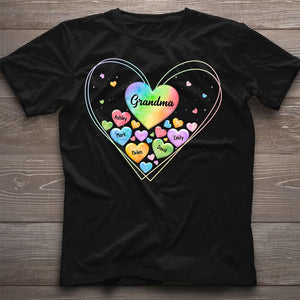 Colorful Heart Of Grandma Mother - Gift for grandma, grandma, mom - Personalized T-shirt And Hoodie