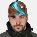 Salty Lil' Beach - Sea Lover Personalized Leather Pattern Print Cap With Printed Vent Holes