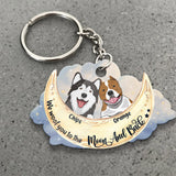 I Woof You To The Moon And Back - Personalized Dog Keychain (Printed On Both Sides)