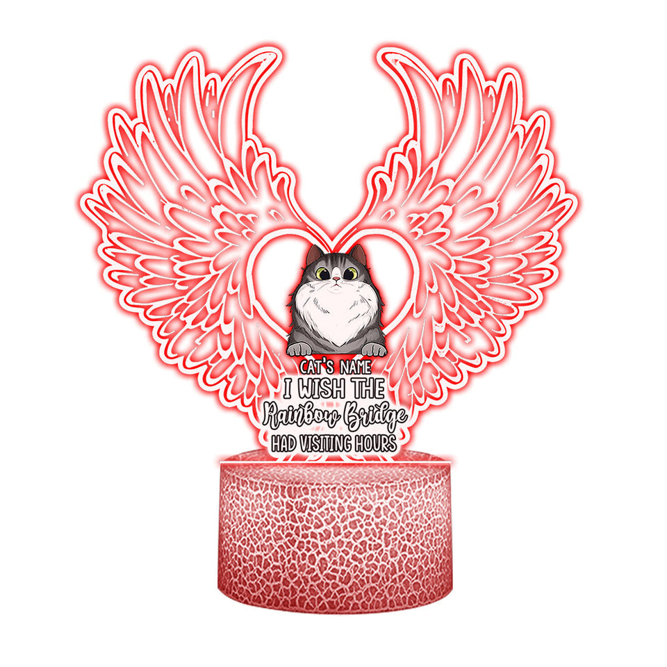 I'll Meet You At The Rainbow Bridge - Personalized Cat Shaped Plaque Light Base