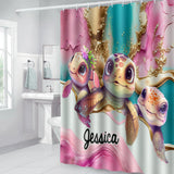 Salty Lil' Beach - Personalized Turtle Bathroom Curtain & Mats Set