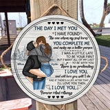 The Day I Met You - Personalized Couple Round Wood Sign