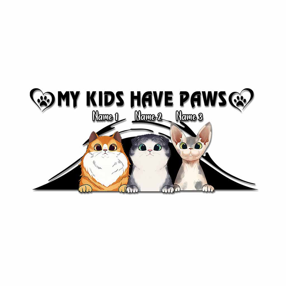 My Kids Have Paws - Personalized Cat Decal Full