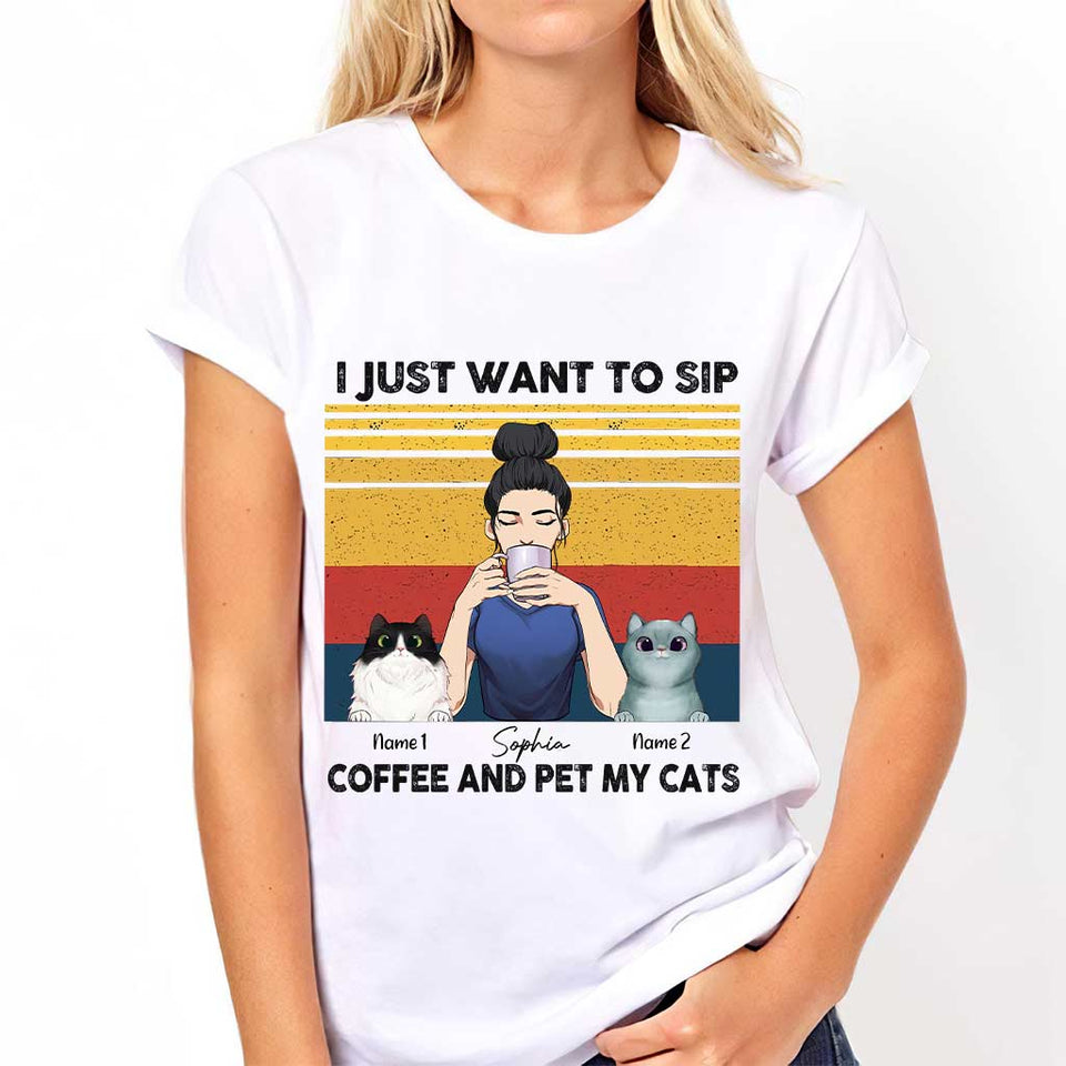 Cat Mom Coffee - Personalized Cat T-shirt and Hoodie