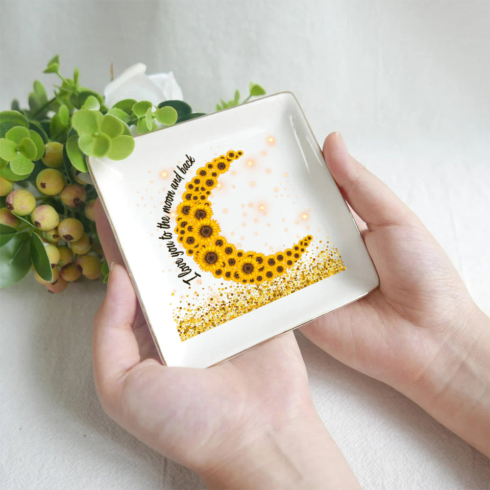 I Love You To The Moon And Back - Personalized Mother's Day Mother Jewelry Dish
