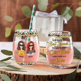 God Makes Us Best Friend - Personalized Bestie All Over Wine Glass