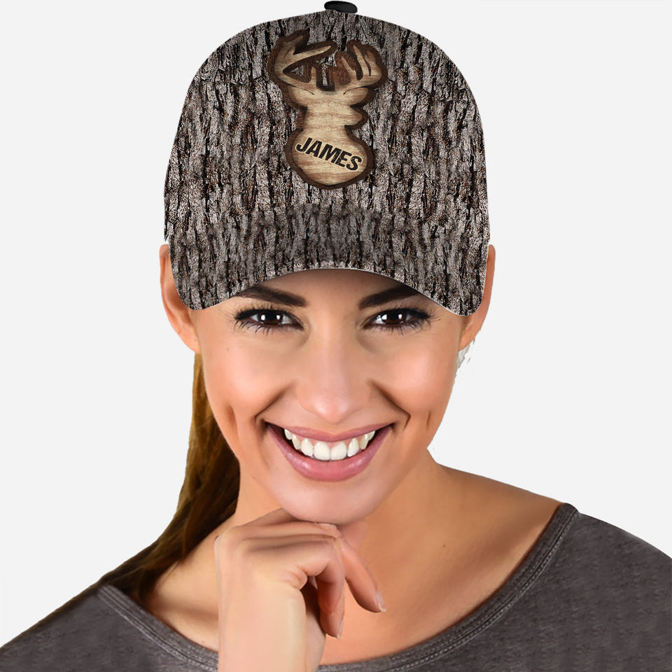 Love Hunting Tree Carving - Personalized Hunting Classic Cap