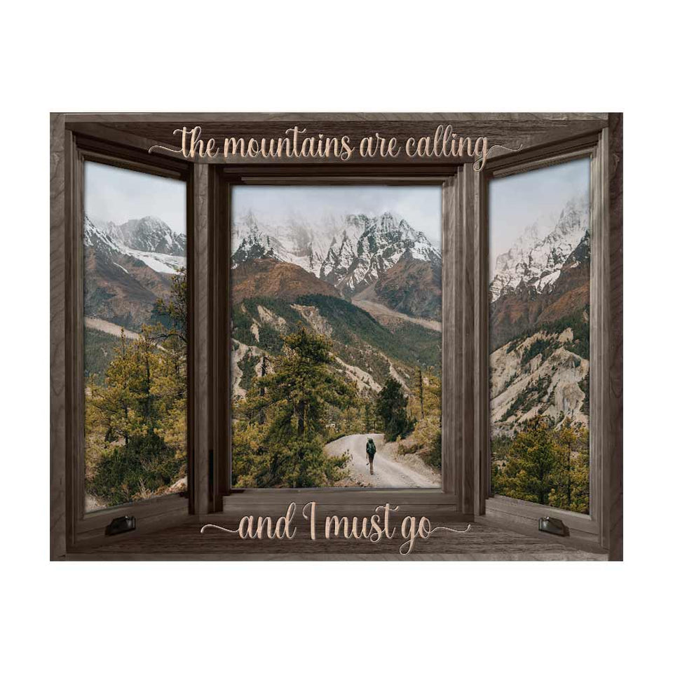 The Mountain Is Calling - Hiking Wall Tapestry
