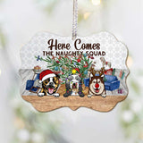 Here Comes The Naughty Squad - Personalized Christmas Dog Ornament (Printed On Both Sides)