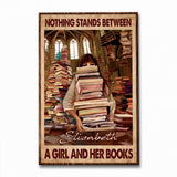 Nothing Stands Between A Girl And Her Books - Personalized Book Poster