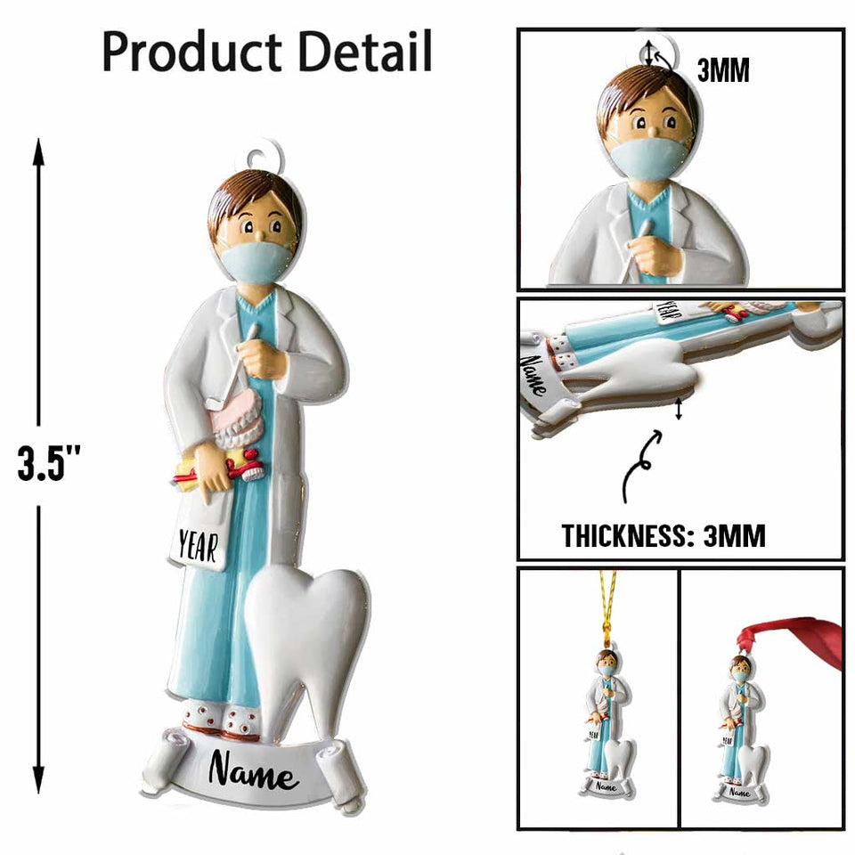 Male Dentist Medical Profession - Personalized Christmas Ornament (Printed On Both Sides)
