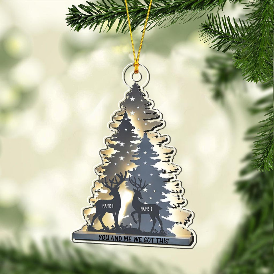 You And Me We Got This - Personalized Christmas Hunting Transparent Ornament