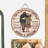 Love You Longer - Personalized Couple Round Wood Sign