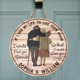 Love You Longer - Personalized Couple Round Wood Sign