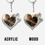 Drive Safe - Personalized Metal Pattern Print Couple Keychain (Printed On Both Sides)